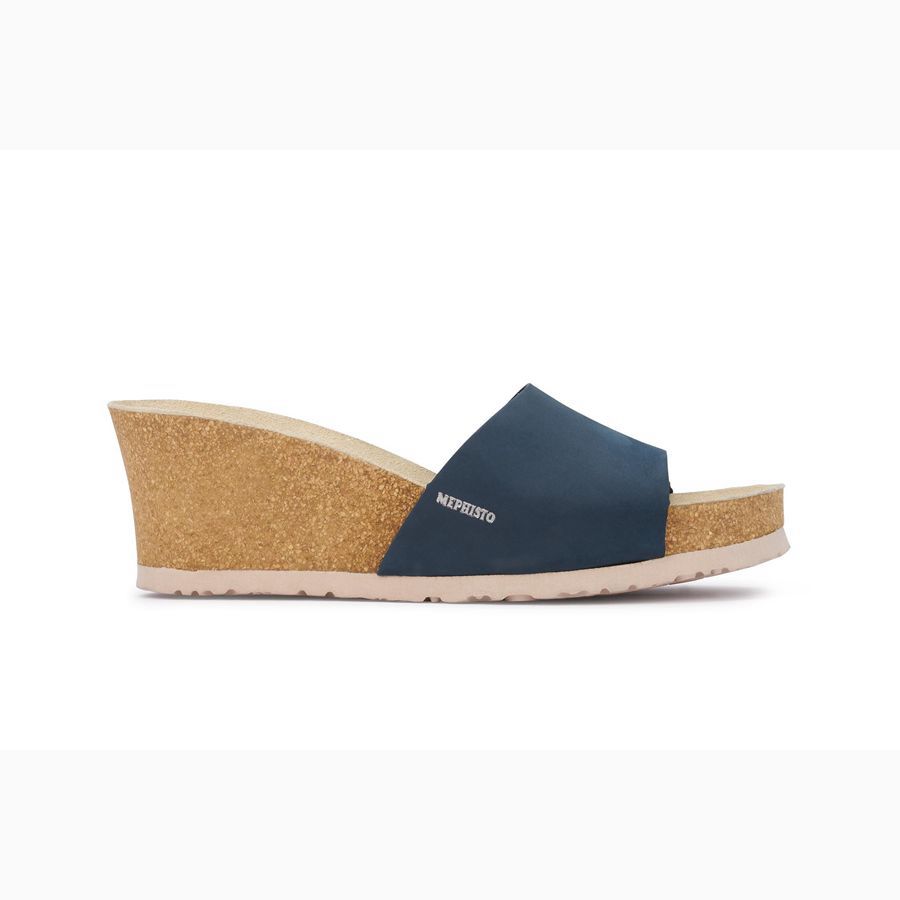 Mephisto LISE Nubuck Női Wedge Szandál - Sötétkék, HU-14509